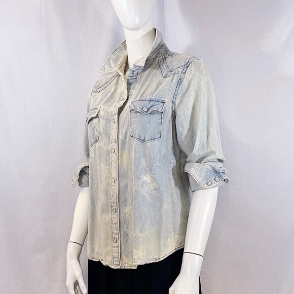 Snap-Front Denim Shirt | Xhilaration - Picture 1 of 8